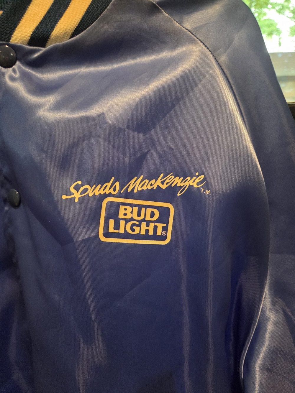 Vintage Blue Bud Light Script Satin Jacket - Picture 5 of 5